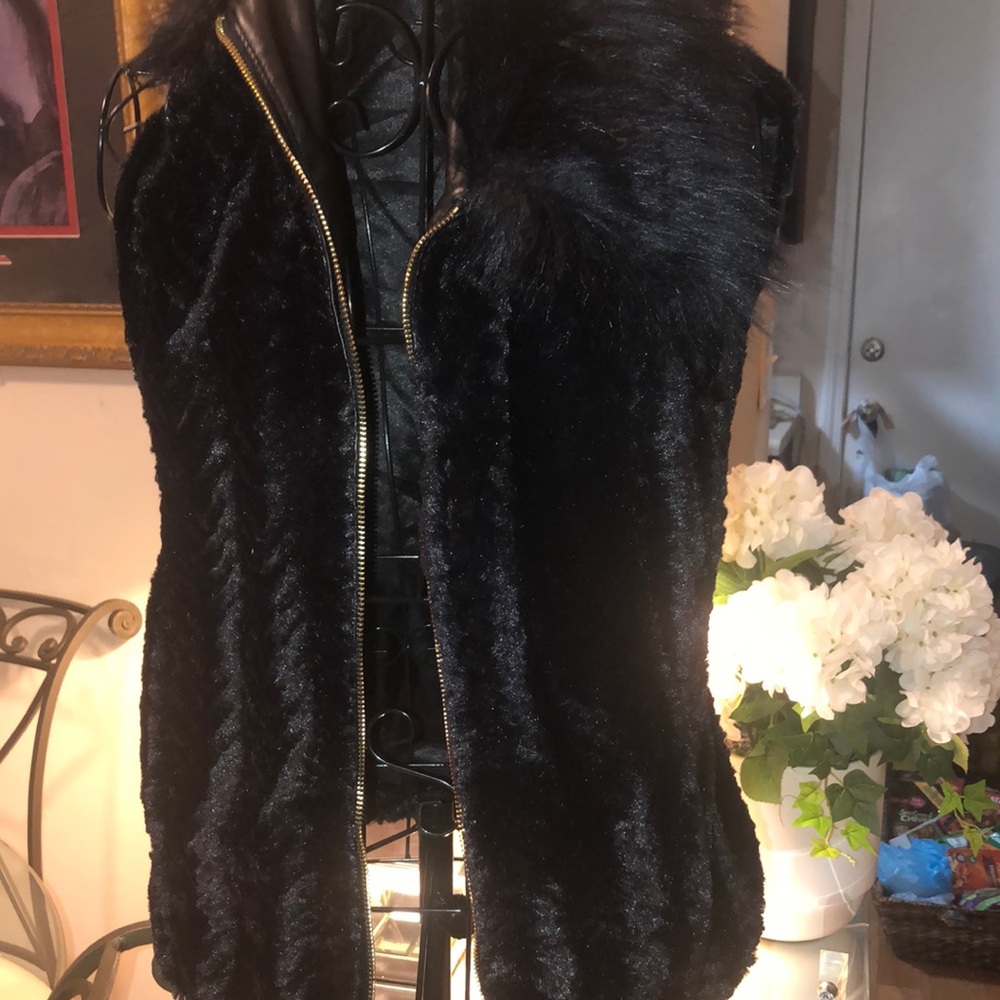 Marc New York Black Plush Fur Vest